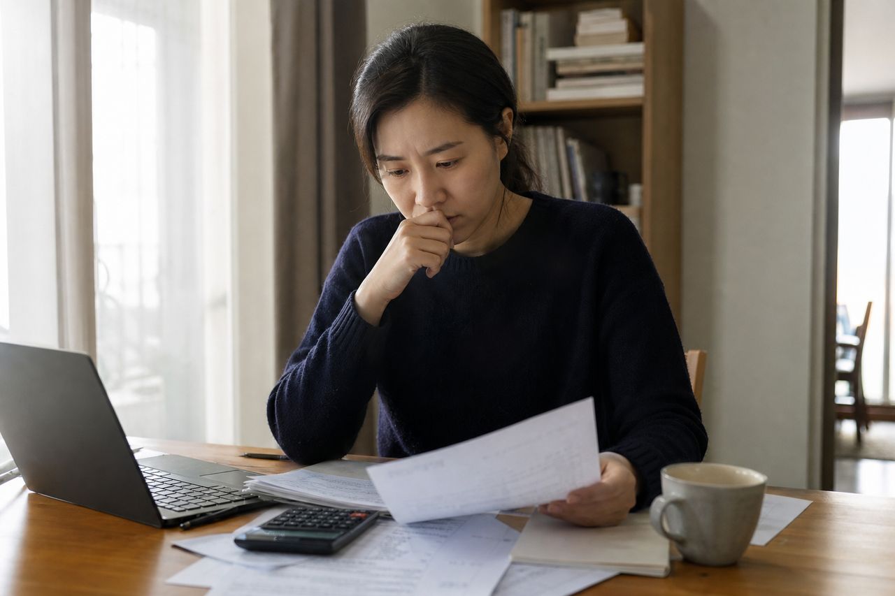 급여가 밀린 근로자의 개인회생, 미지급 임금과 실제 입금액 정리하기 관련 상황을 보여주는 이미지 — 서류를 검토하는 모습