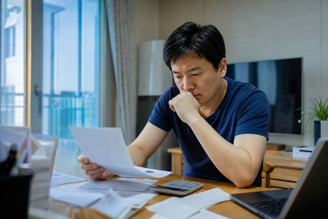 개인회생 상담, 상담 전에 정리해 두면 좋은 자료 관련 상황을 보여주는 이미지 — 서류를 검토하는 모습