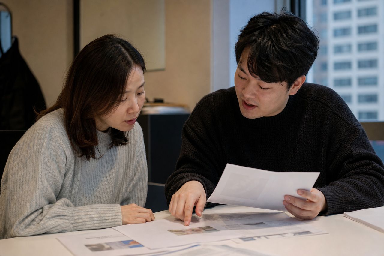 프리랜서 개인회생, 일정하지 않은 수입을 소득으로 설명하는 자료 관련 전문가 상담·서류 검토 장면