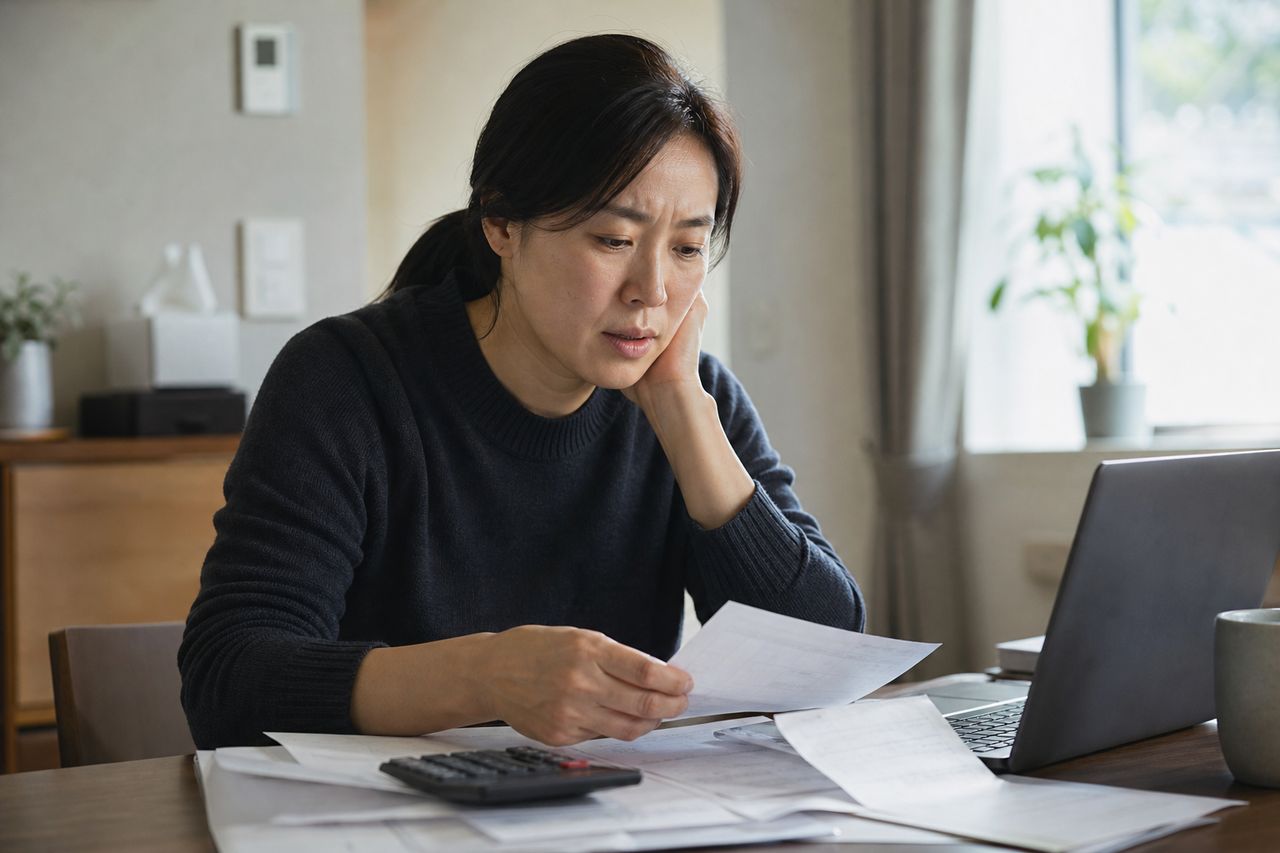 개인회생 배우자 재산, 배우자 명의 재산이 반영되는 경우 관련 상황을 보여주는 이미지 — 서류를 검토하는 모습