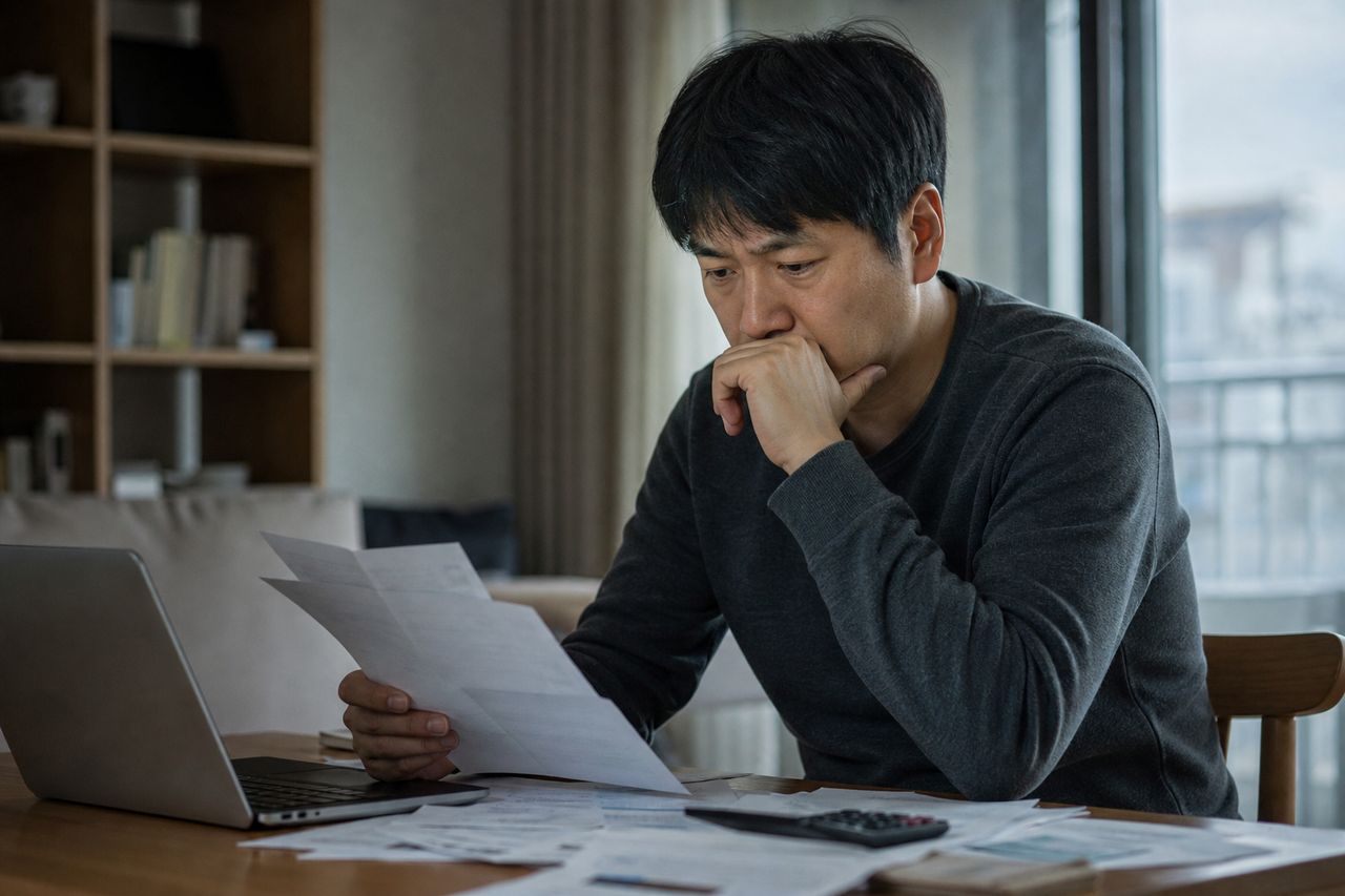 급여압류, 월급이 압류됐을 때 개인회생으로 할 수 있는 일 관련 상황을 보여주는 이미지 — 서류를 검토하는 모습