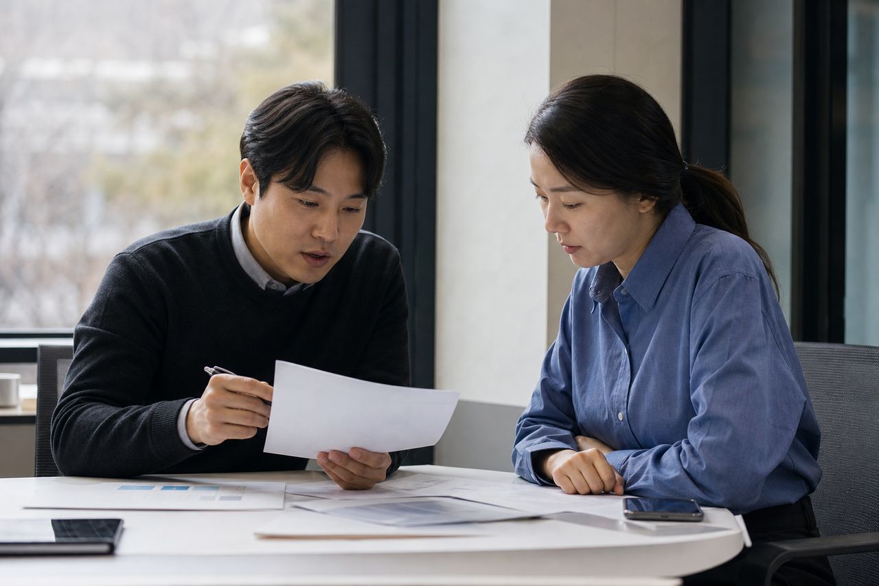 급여압류, 월급이 압류됐을 때 개인회생으로 할 수 있는 일 관련 전문가 상담·서류 검토 장면