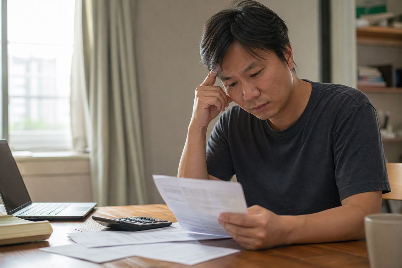 개인회생 단점, 신청 전에 알아야 할 불이익 관련 상황을 보여주는 이미지 — 서류를 검토하는 모습