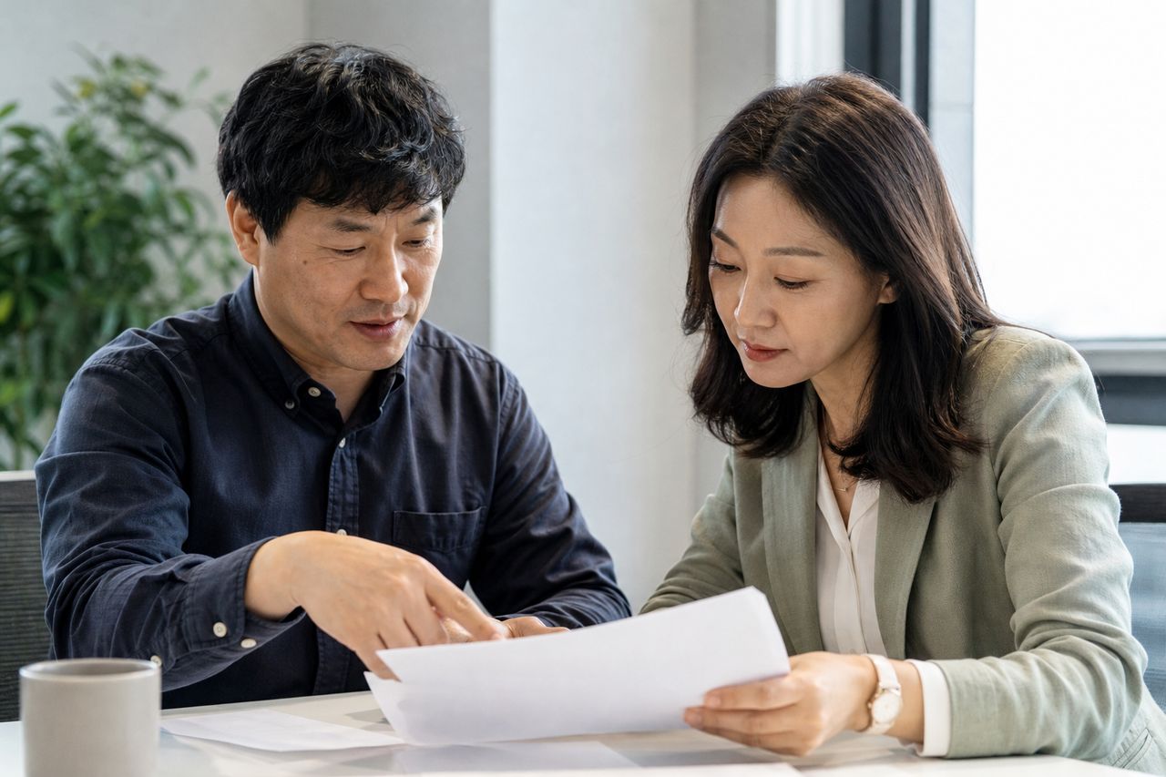 통장압류, 압류된 통장과 개인회생 신청의 관계 관련 전문가 상담·서류 검토 장면