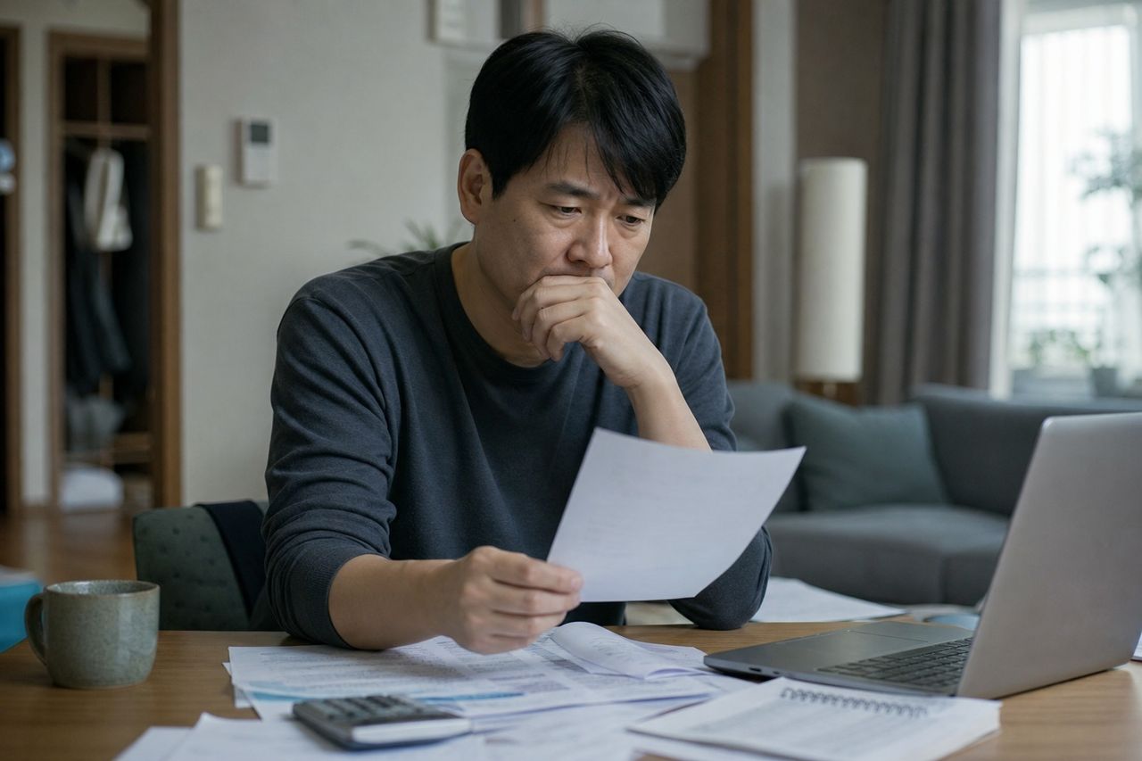개인회생 신청방법, 접수 전에 준비할 것과 순서 관련 상황을 보여주는 이미지 — 서류를 검토하는 모습