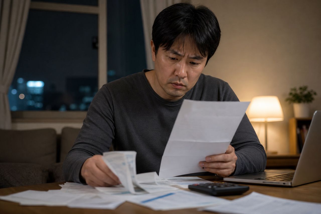 기존 글 재작성 관련 상황을 보여주는 이미지 — 서류를 검토하는 모습