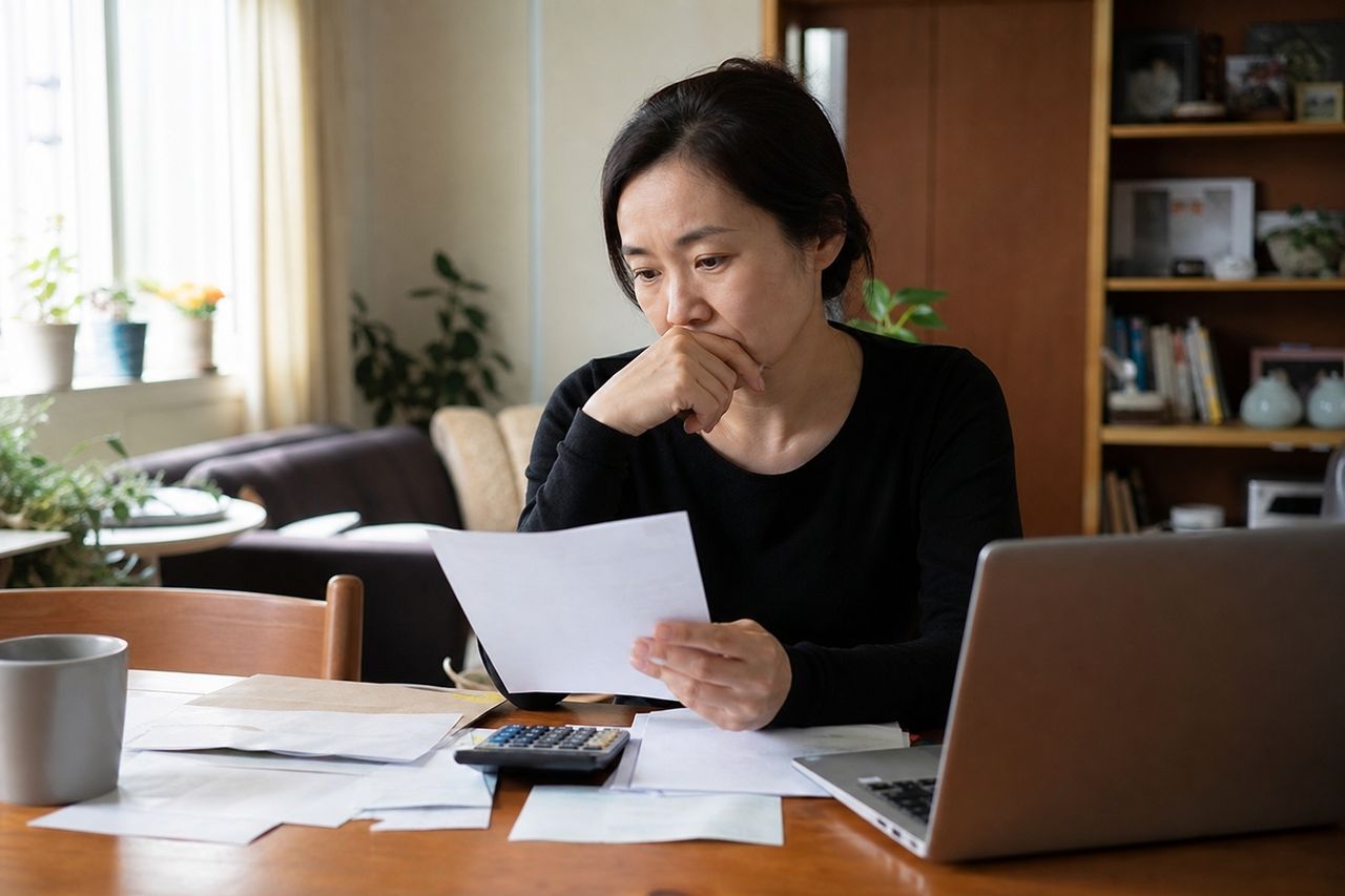 개인회생 추심문자 보관, 준비 자료와 판단 기준 관련 상황을 보여주는 이미지 — 서류를 검토하는 모습