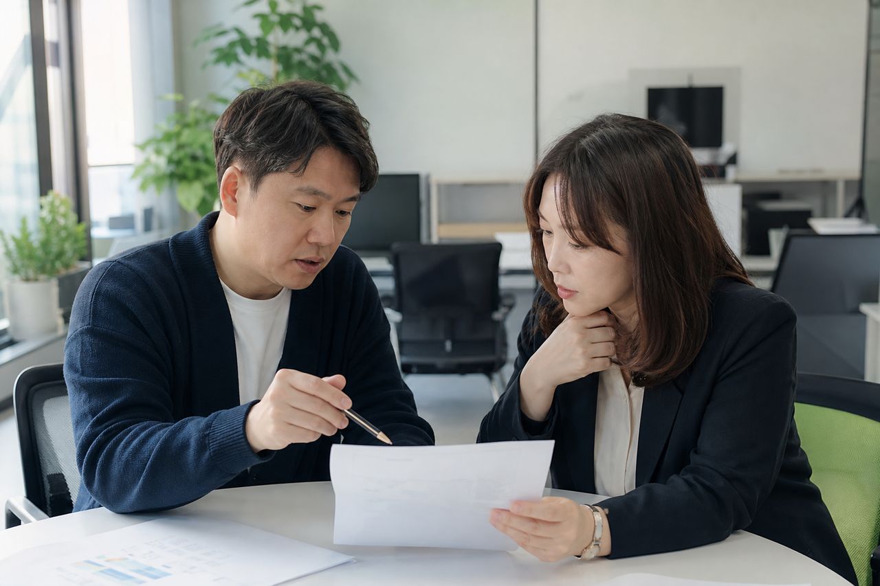 개인회생비용 관련 전문가 상담·서류 검토 장면