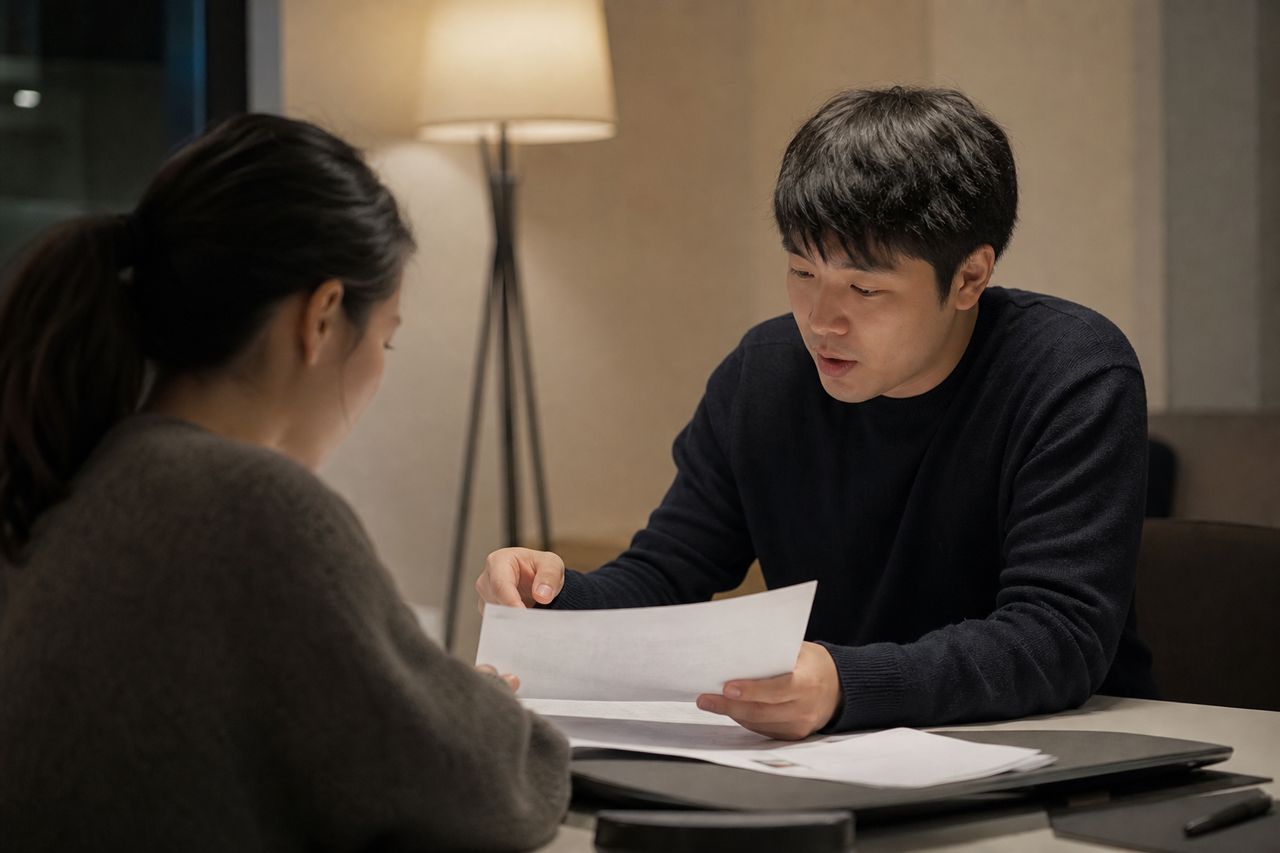 월급 압류 통보 받은 직장인, 금지명령 신청부터 효력 발생까지 — 개인회생 접수 후 '14일 골든타임' 안에 통장 지키는 실무 순서 관련 전문가 상담·서류 검토 장면