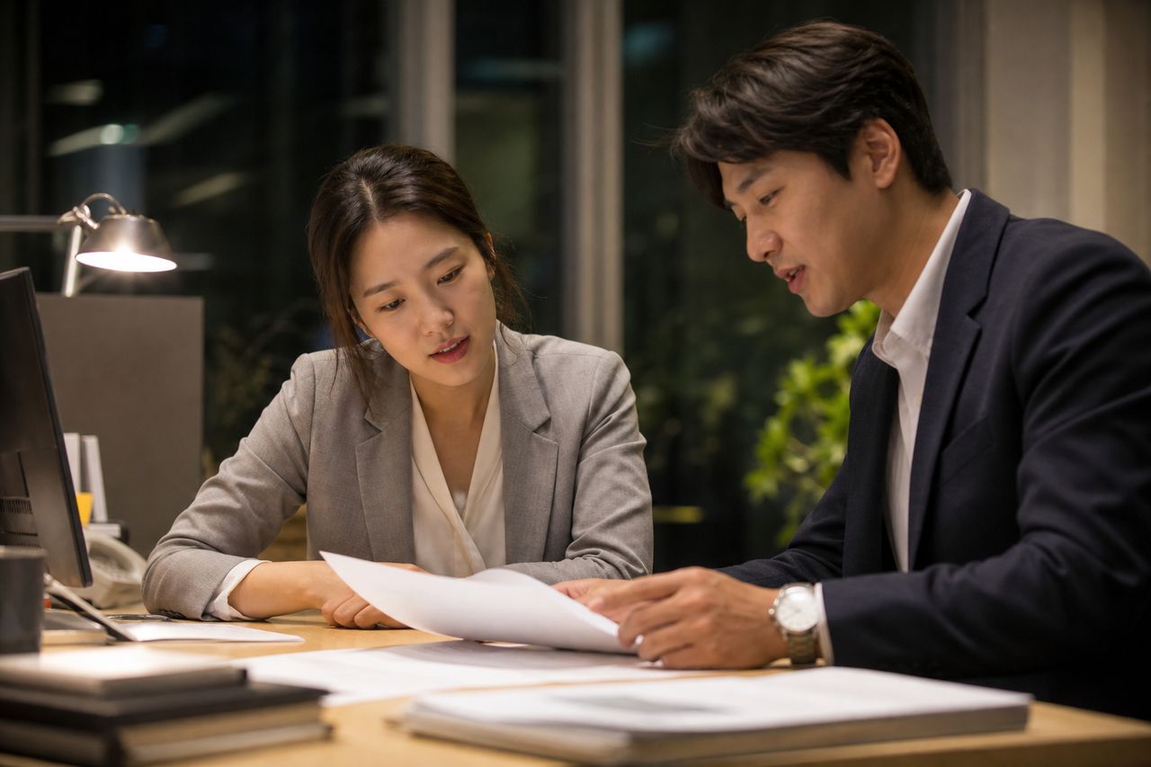 회사 재직 중 채권자 압류 통보 받은 35세 직장인 — 개인회생절차 개시신청 후 급여 보전까지, 2026.2.12 행정정보 공동이용 개정으로 서류 준비가 달라진 것 3가지 관련 전문가 상담·서류 검토 장면