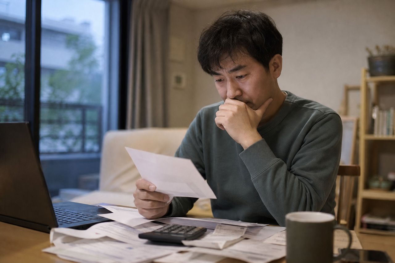 개인회생 변제금은 어떻게 정해지나 — 가용소득과 청산가치 기준 관련 상황을 보여주는 이미지 — 서류를 검토하는 모습