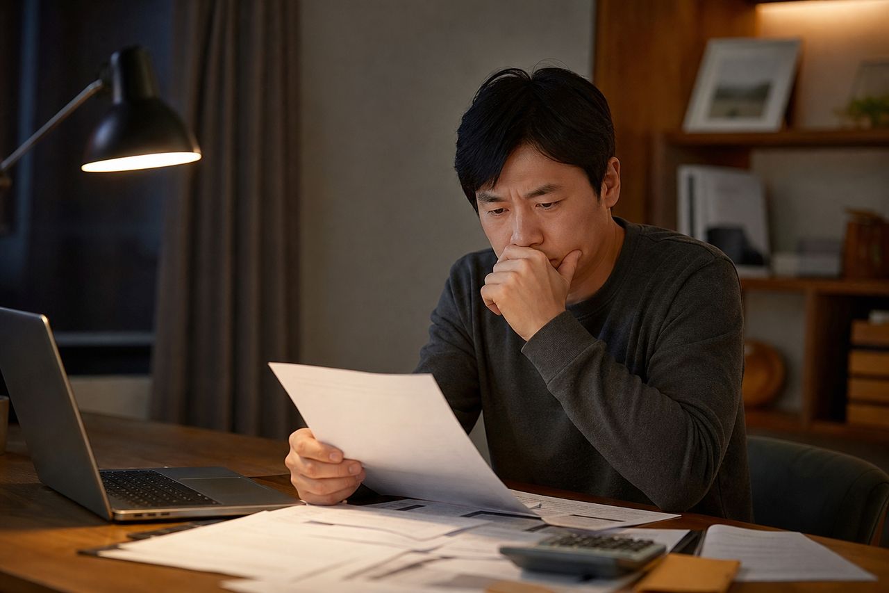 개인회생 변제금은 어떻게 정해지나 — 가용소득과 청산가치 기준 관련 상황을 보여주는 이미지 — 서류를 검토하는 모습