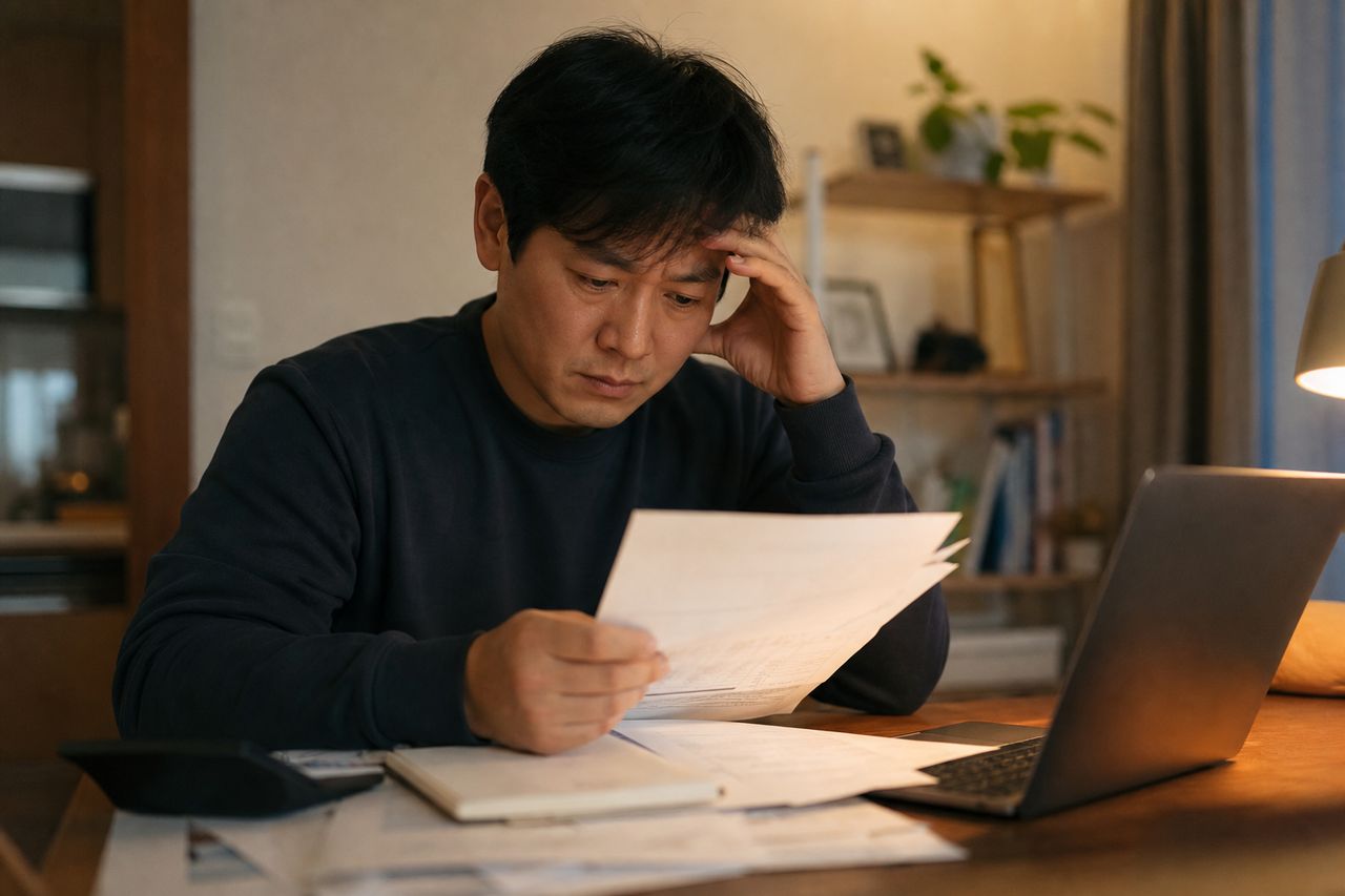 사업 실패 후 법인 빚까지 연대보증, 개인파산으로 해결될까? 관련 상황을 보여주는 이미지 — 서류를 검토하는 모습