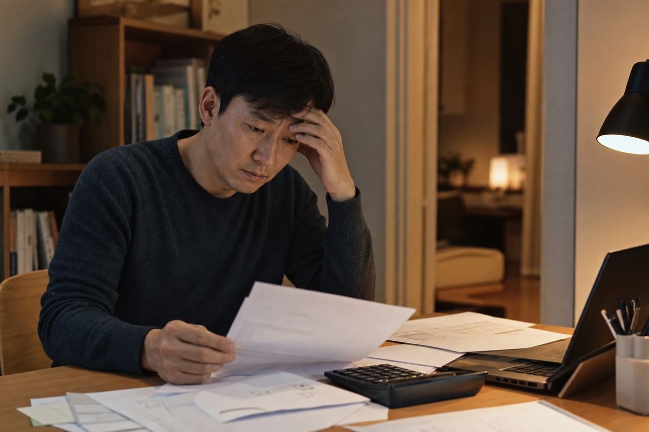 분양권 보유 중 개인회생 신청하면 생기는 문제 관련 상황을 보여주는 이미지 — 서류를 검토하는 모습