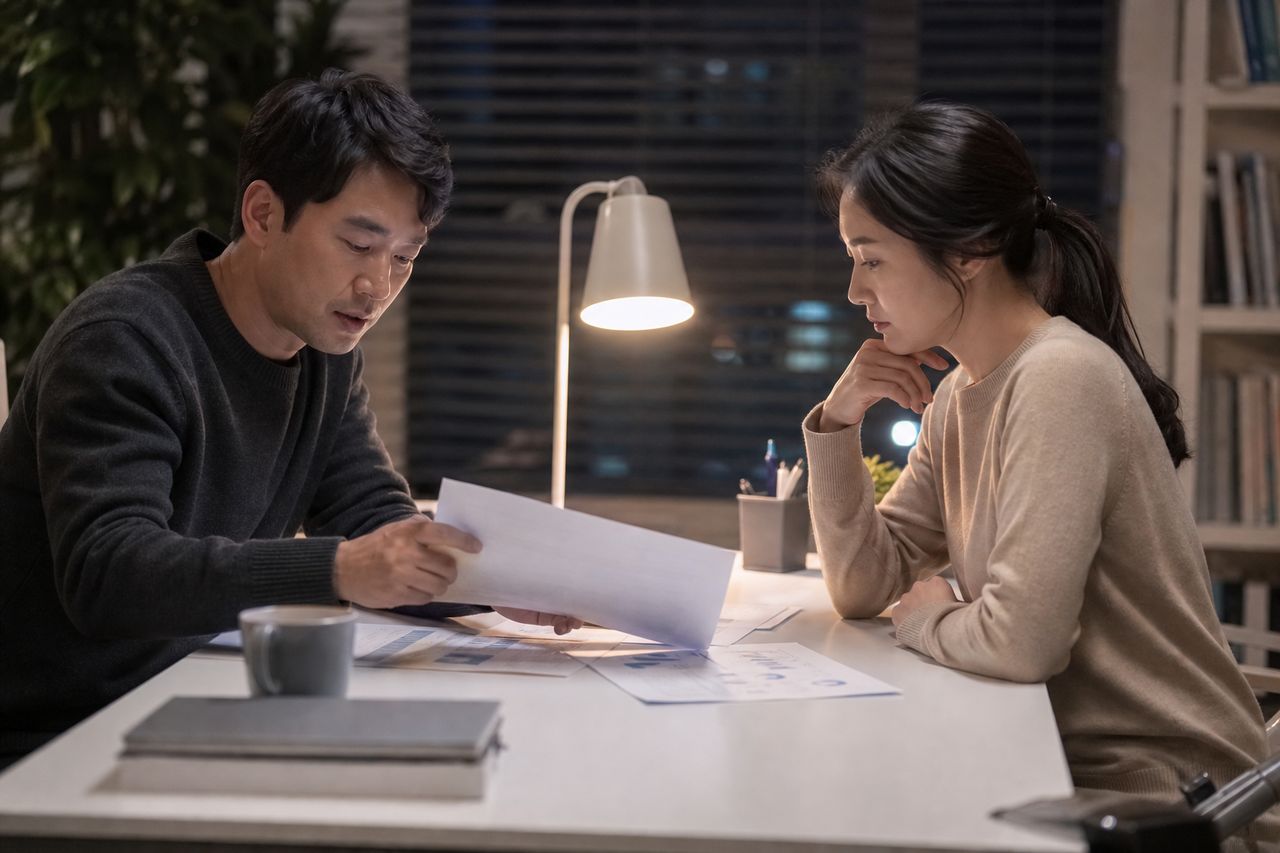 분양권 보유 중 개인회생 신청하면 생기는 문제 관련 전문가 상담·서류 검토 장면