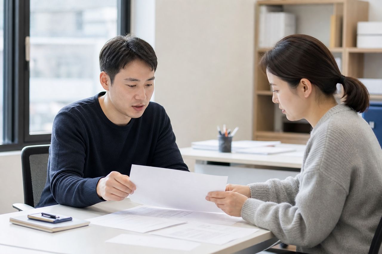 폐업 직전 음식점 사장, 개인회생 신청 자격 조건 확인 전에 세금 체납 분을 먼저 갚는게 유리한 이유 관련 전문가 상담·서류 검토 장면