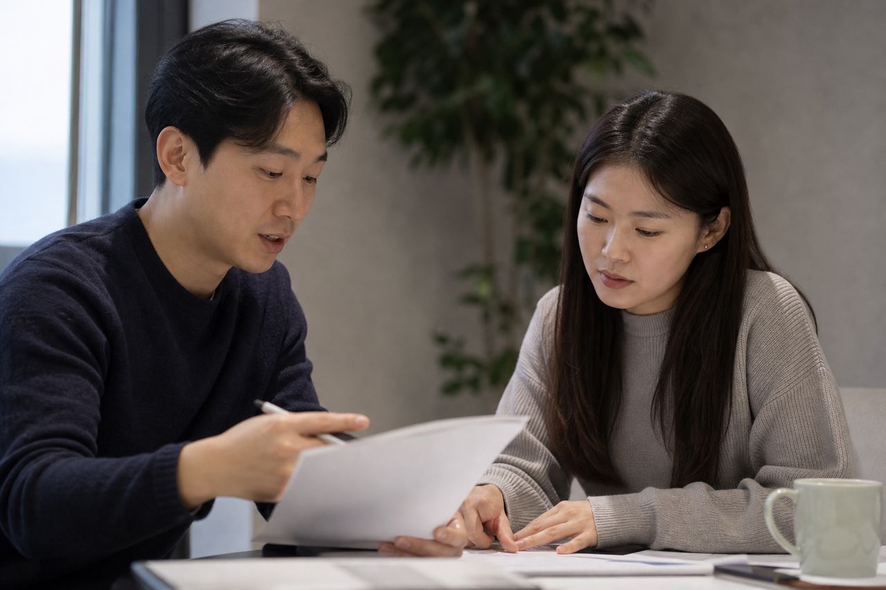 회사 다니면서 주식 레버리지 투자 손실 1억 2,000만 원 — '개인회생 파산 차이 어떤게 유리한지 상담' 할 때, 새 직장 소득 변동이 변제금에 미치는 영향 관련 전문가 상담·서류 검토 장면