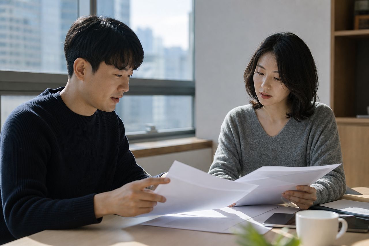 알바 2개 뛰며 학자금·카드 합산 8,400만 원, 25세 취준생 — 부산 개인회생 신청 조건 상담 시 '고정 급여명세서 없는 소득'을 부산회생법원이 인정하는 조건과 취업 후 소득 변동 보고 의무 관련 전문가 상담·서류 검토 장면