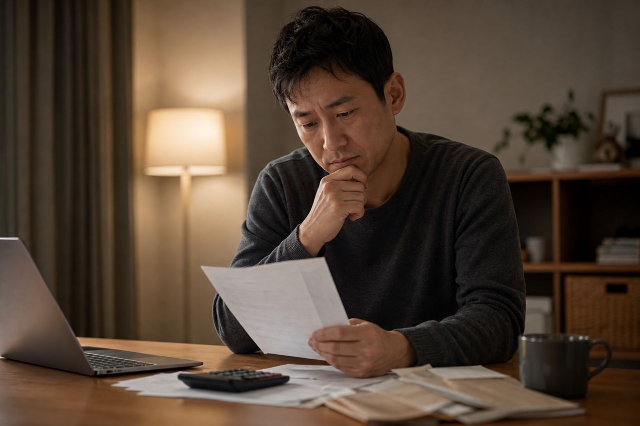 대리운전·배달 N잡으로 월 170만 원 버는 24세 — 고정 급여명세서 없어도 개인회생신청 조건 확인되는 소득 입증 서류 3가지와 법원이 실제로 보는 기준 관련 상황을 보여주는 이미지 — 서류를 검토하는 모습