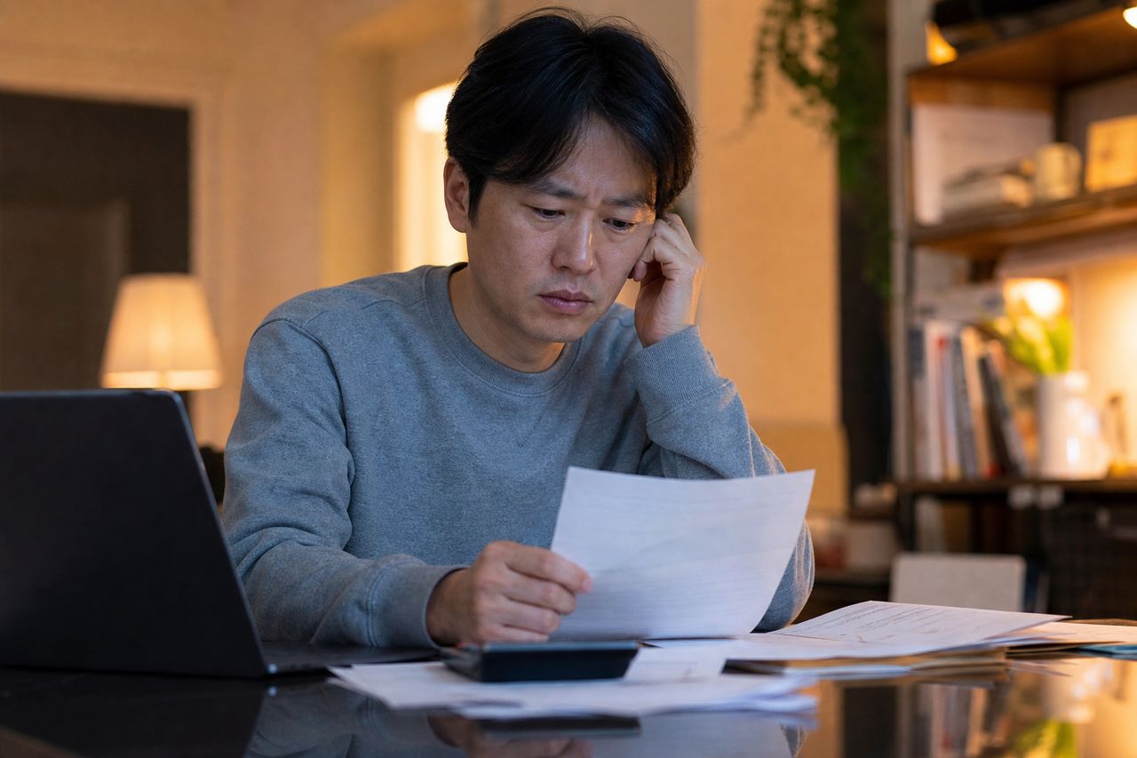학자금·카드 합산 5,200만 원, 취업 첫해 연체 시작한 27세 개인회생 성공 사례 — 2026년 보험 해약환급금 면제 한도 250만 원 상향이 사회초년생 청산가치 계산에서 실제로 유리해지는 이유 관련 상황을 보여주는 이미지 — 서류를 검토하는 모습