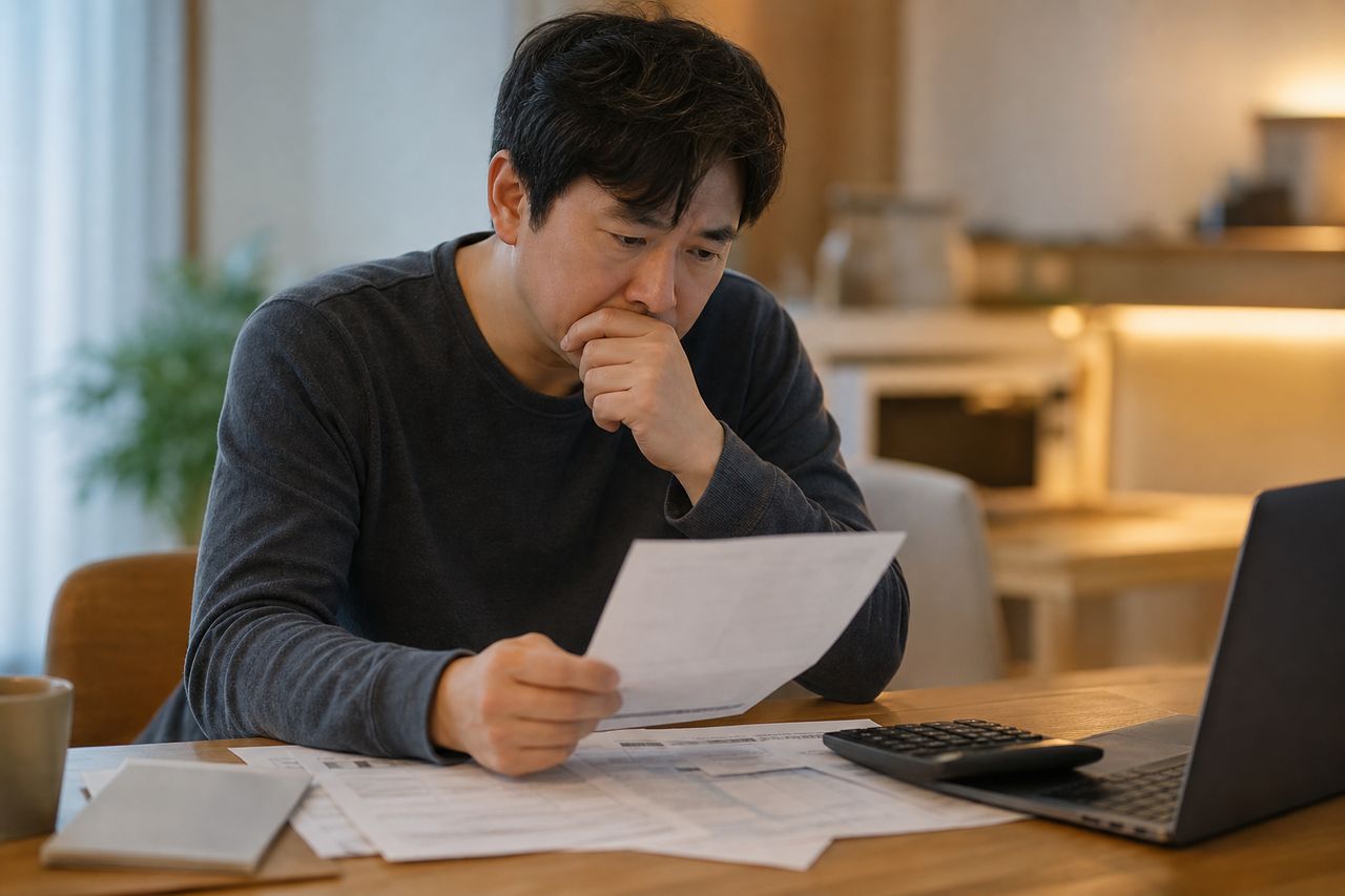 학자금·카드빚 3,600만 원, 취업 첫해 연체 시작한 25세 — 개인회생장점 중 '파산과 달리 신용정보 조기 삭제'가 취업·이직에 미치는 영향과 2025.7.18 규약 개정으로 1년 성실납부 시 공공정보 먼저 지워지는 구조 관련 상황을 보여주는 이미지 — 서류를 검토하는 모습