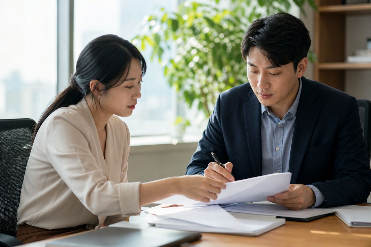 채권추심 대응법 관련 전문가 상담·서류 검토 장면