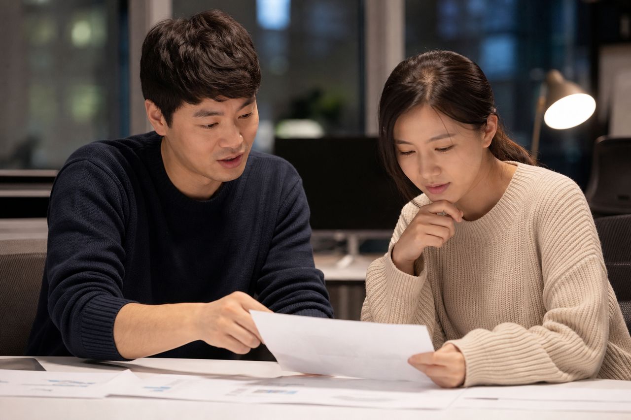 성과급 포함 연봉 5,500만 원인데 월 실수령은 330만 원 — 개인회생신청자격조회 시 법원이 '연봉/12'와 '실수령액 중 어떤 걸 소득으로 보는지', 이직 협의 중 소득 변동이 변제금 산정을 바꾸는 타이밍과 인가결정 전후 차이 관련 전문가 상담·서류 검토 장면