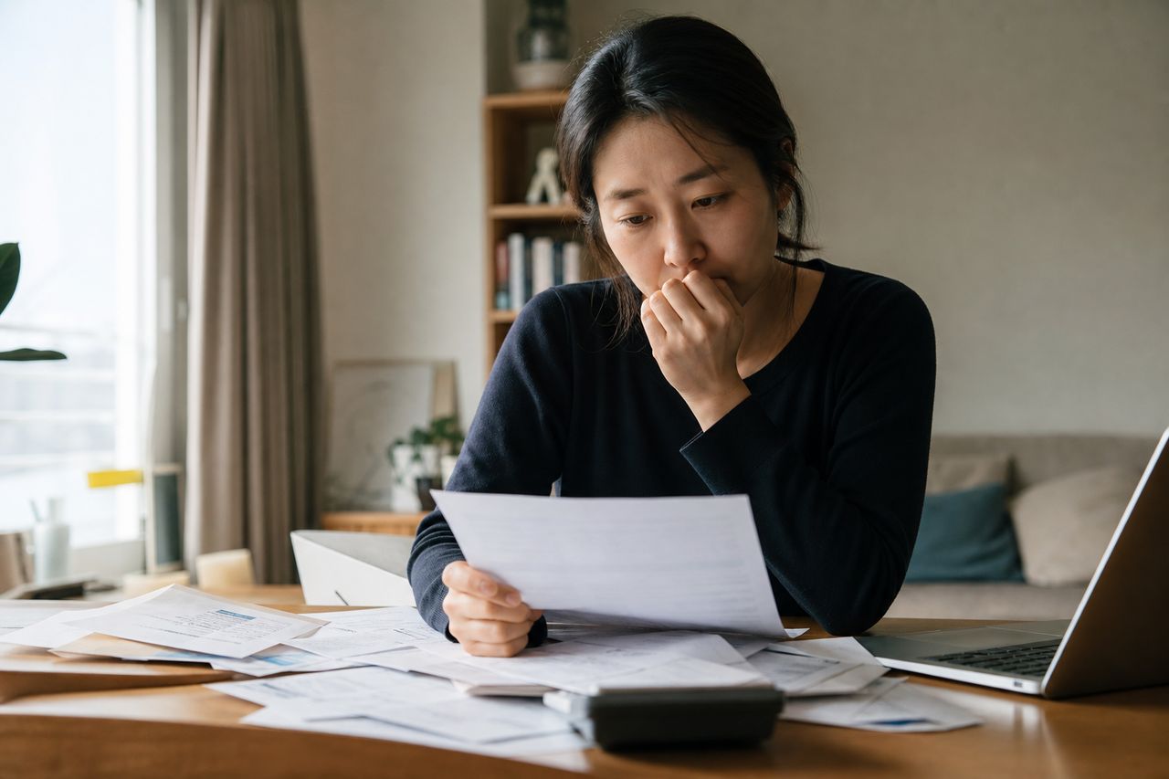 카드단말기·냉장고 할부 포함 사업부채 1억 2천, 폐업 3개월 된 편의점 점주 — 서초구 개인회생 변호사 상담에서 '가맹 위약금 채무가 무담보채권 10억 한도 초과 여부'를 먼저 따지는 이유와 폐업 후 '재취업 예정 근로계약서'만으로 소득 인정받은 사례 관련 상황을 보여주는 이미지 — 서류를 검토하는 모습