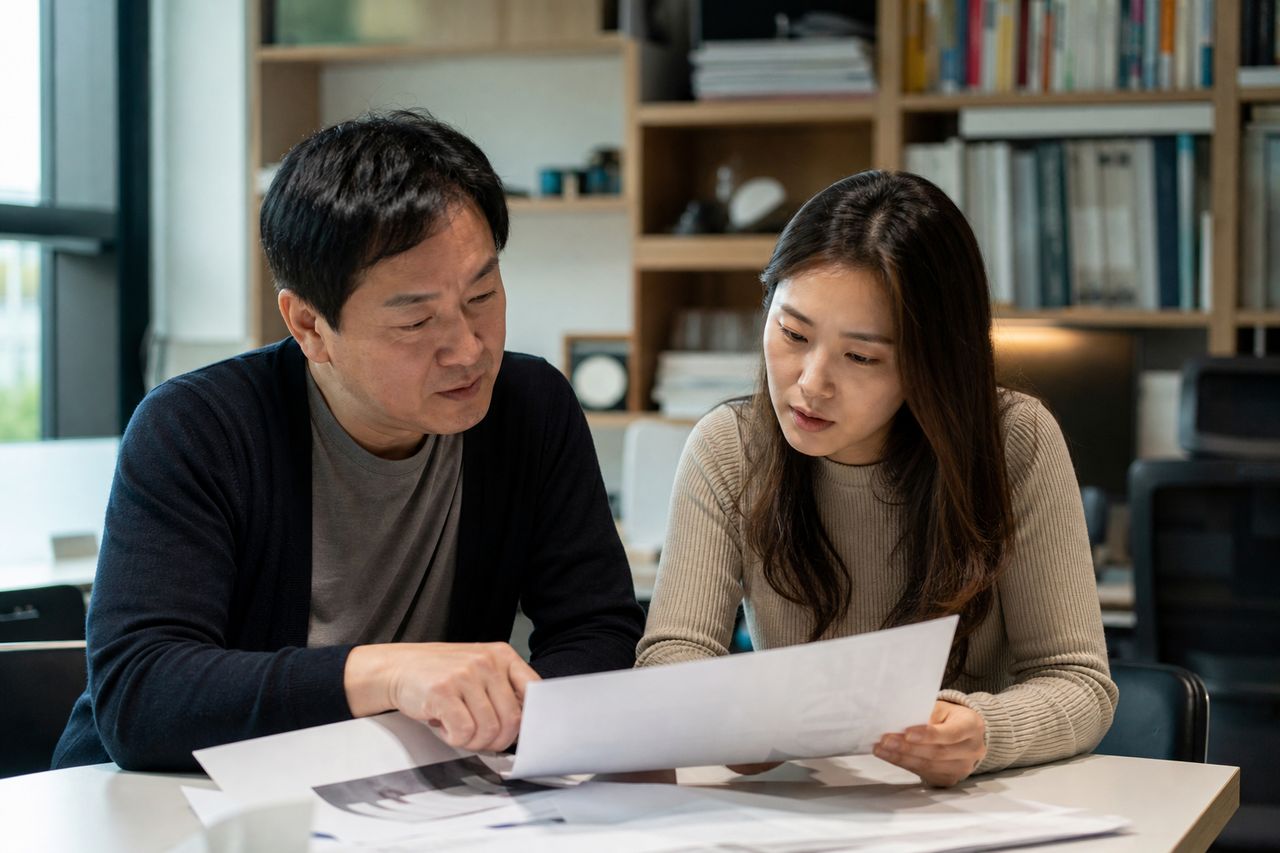 카드단말기·냉장고 할부 포함 사업부채 1억 2천, 폐업 3개월 된 편의점 점주 — 서초구 개인회생 변호사 상담에서 '가맹 위약금 채무가 무담보채권 10억 한도 초과 여부'를 먼저 따지는 이유와 폐업 후 '재취업 예정 근로계약서'만으로 소득 인정받은 사례 관련 전문가 상담·서류 검토 장면