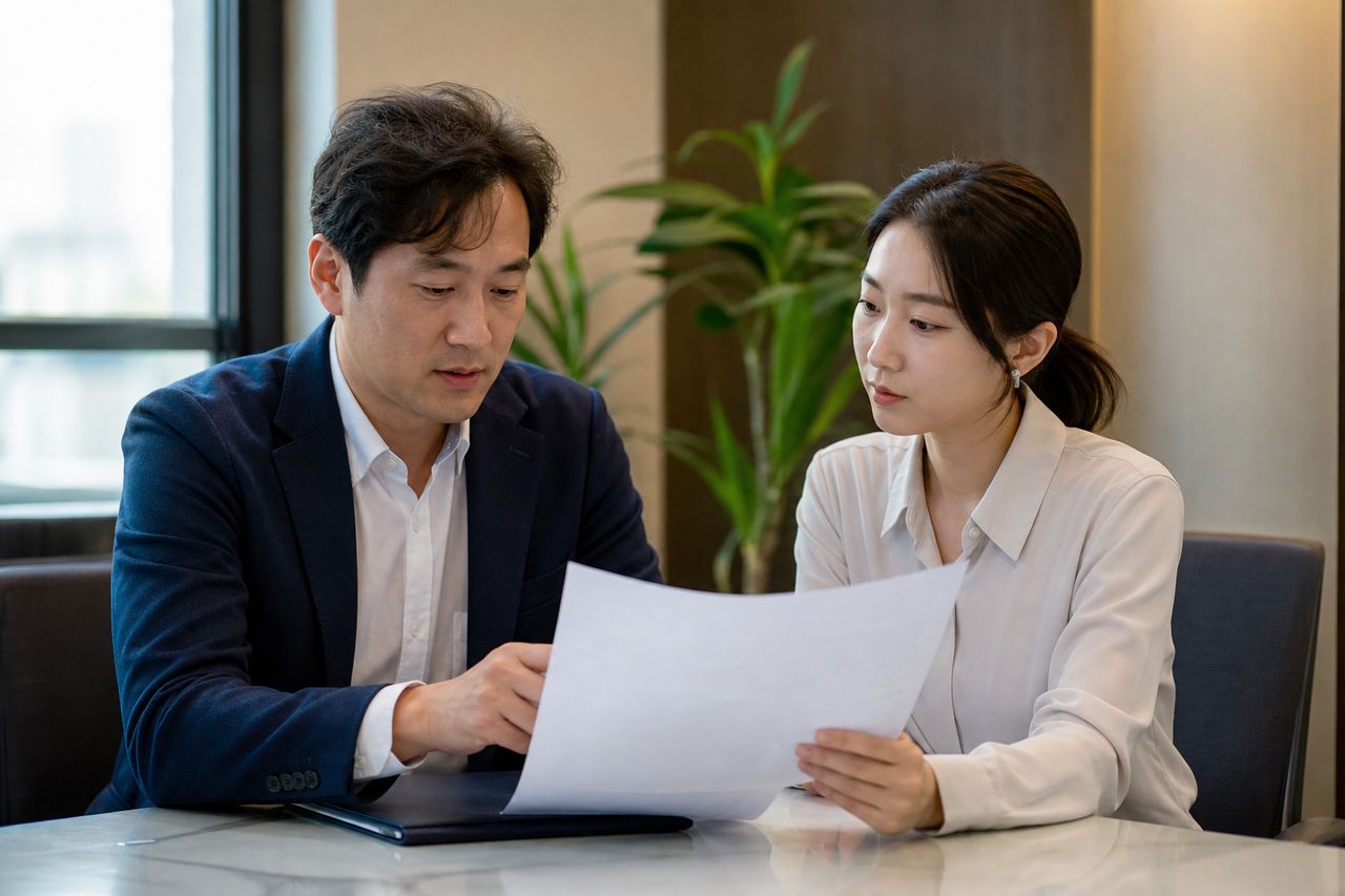 성과급 포함 연봉 5,500만 원인데 월 실수령은 330만 원 — 개인회생신청자격조회 시 법원이 '연봉/12'와 '실수령액 중 어떤 걸 소득으로 보는지', 이직 협의 중 소득 변동이 변제금 산정을 바꾸는 타이밍과 인가결정 전후 차이 관련 전문가 상담·서류 검토 장면