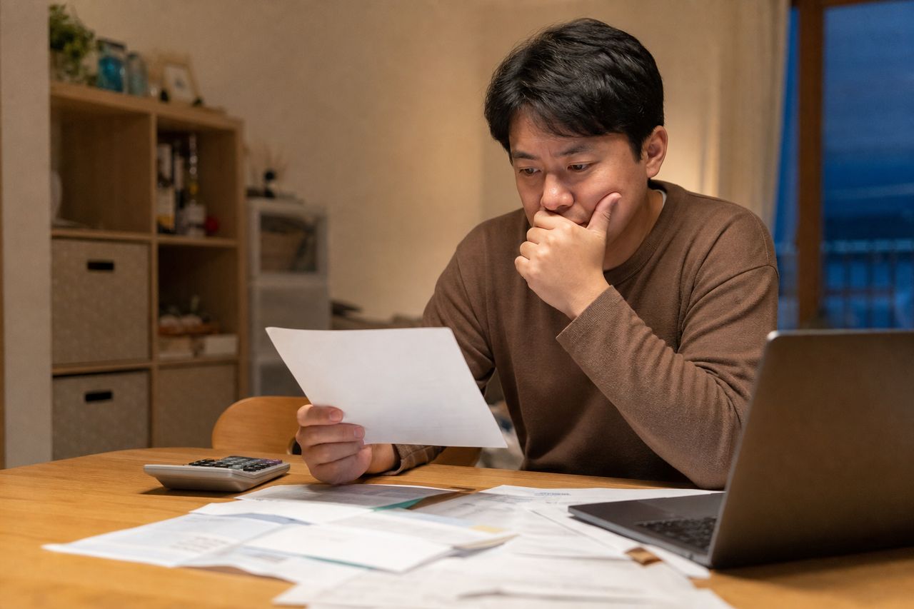 신청 전 현금 인출·가족 송금·특정 채권자 변제 관련 상황을 보여주는 이미지 — 서류를 검토하는 모습
