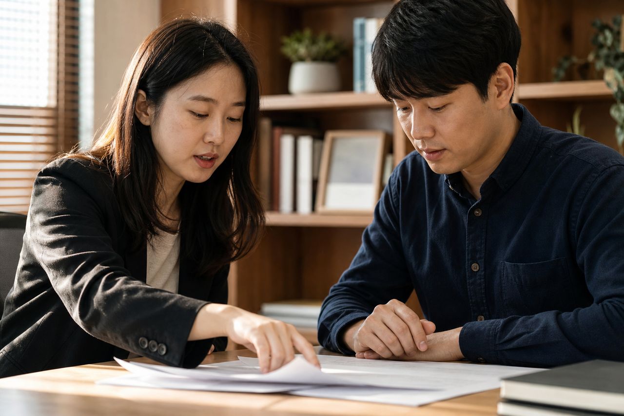 신청 전 현금 인출·가족 송금·특정 채권자 변제 관련 전문가 상담·서류 검토 장면