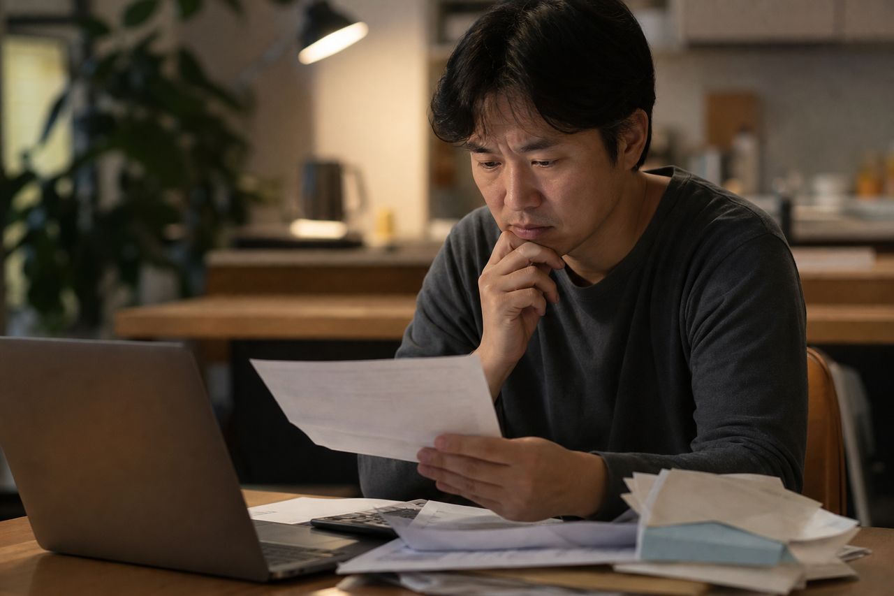 직장인 개인회생신청 관련 상황을 보여주는 이미지 — 서류를 검토하는 모습