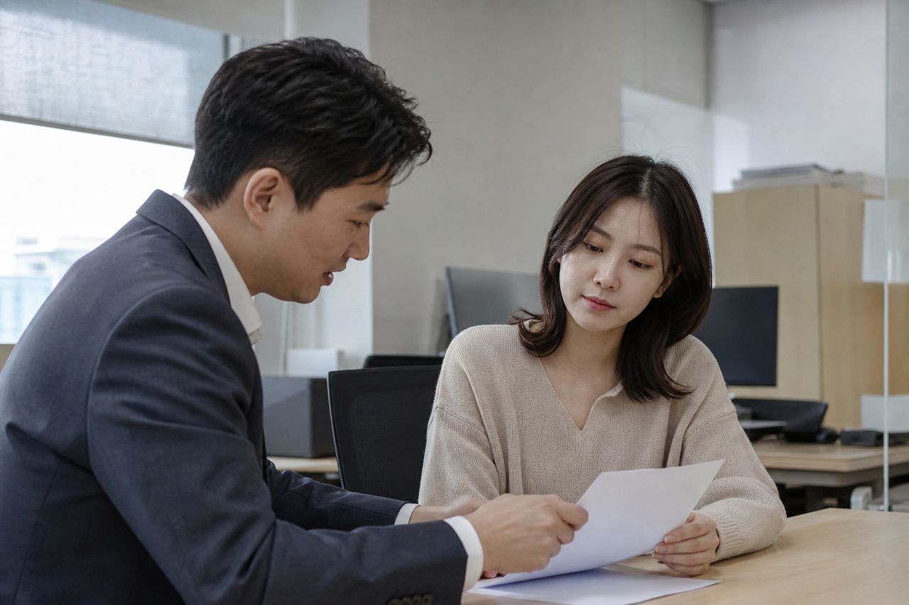 일용직 개인회생신청 관련 전문가 상담·서류 검토 장면