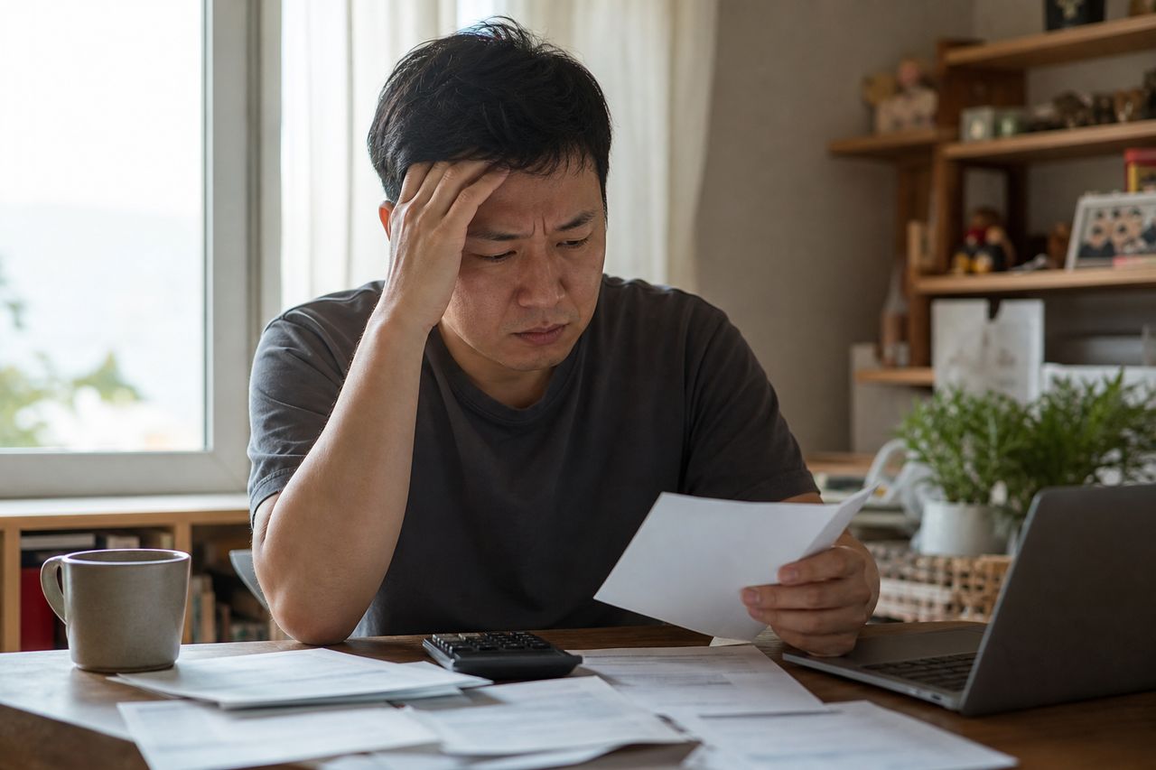 자영업자 개인회생신청 관련 상황을 보여주는 이미지 — 서류를 검토하는 모습