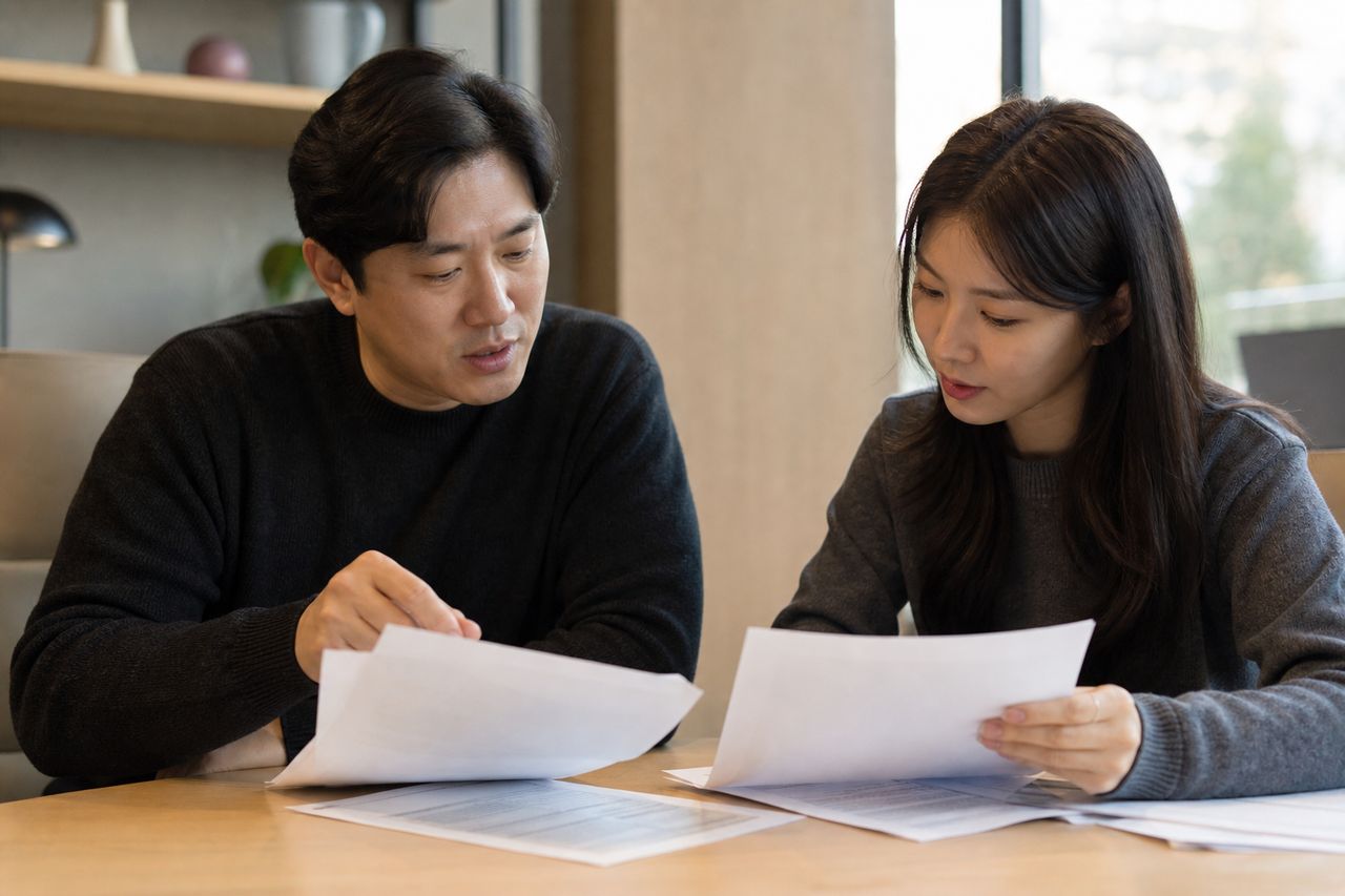 사업실패 개인회생신청 관련 전문가 상담·서류 검토 장면