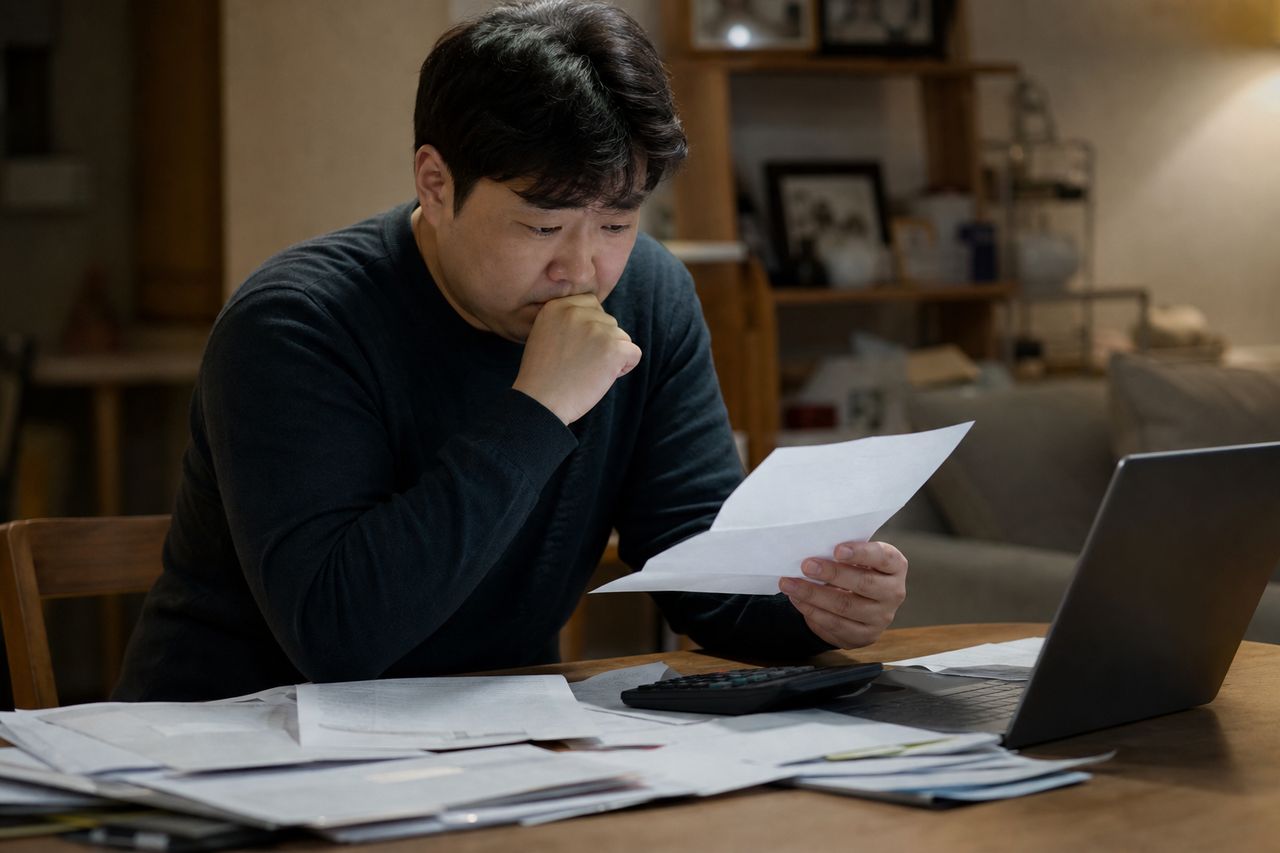 개인회생을 신청해야 하는 상황 관련 상황을 보여주는 이미지 — 서류를 검토하는 모습