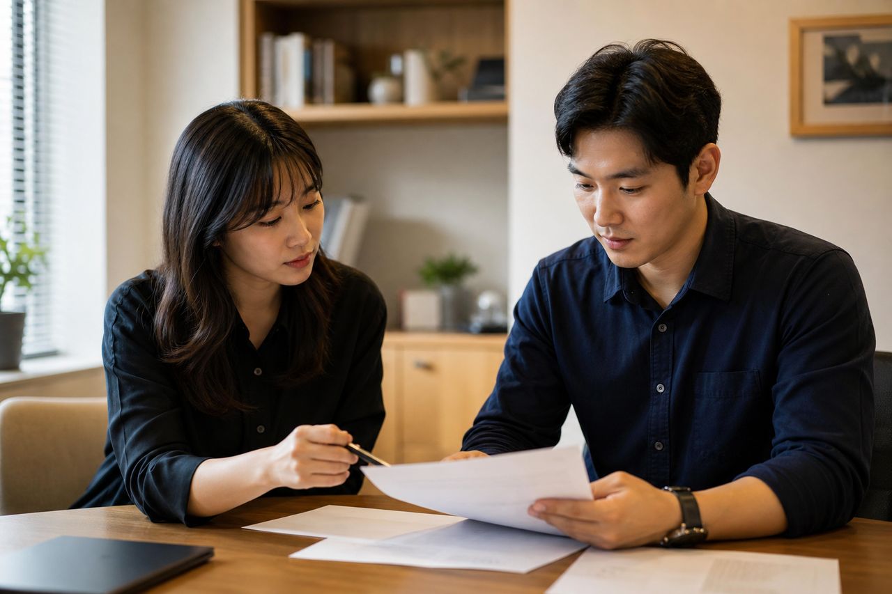 개인회생을 신청해야 하는 상황 관련 전문가 상담·서류 검토 장면