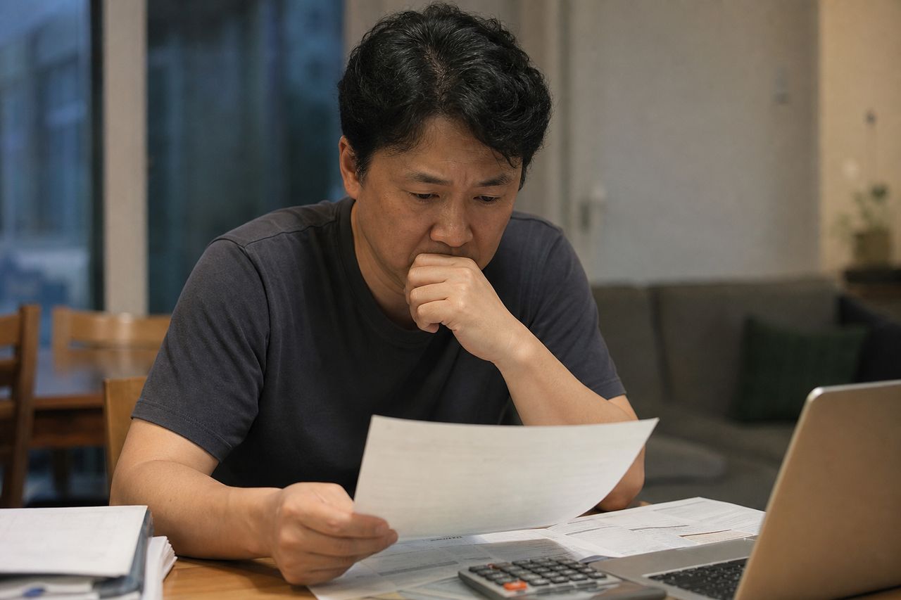 신청 전 현금 인출·가족 송금·특정 채권자 변제 관련 상황을 보여주는 이미지 — 서류를 검토하는 모습