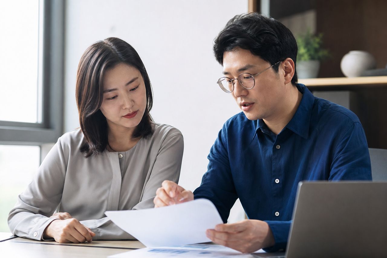 일용직 개인회생신청 관련 전문가 상담·서류 검토 장면