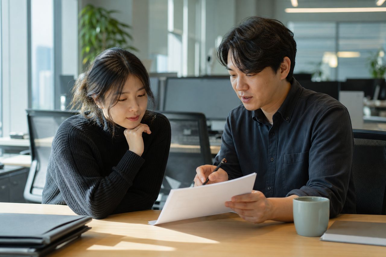 카드빚 개인회생신청 관련 전문가 상담·서류 검토 장면