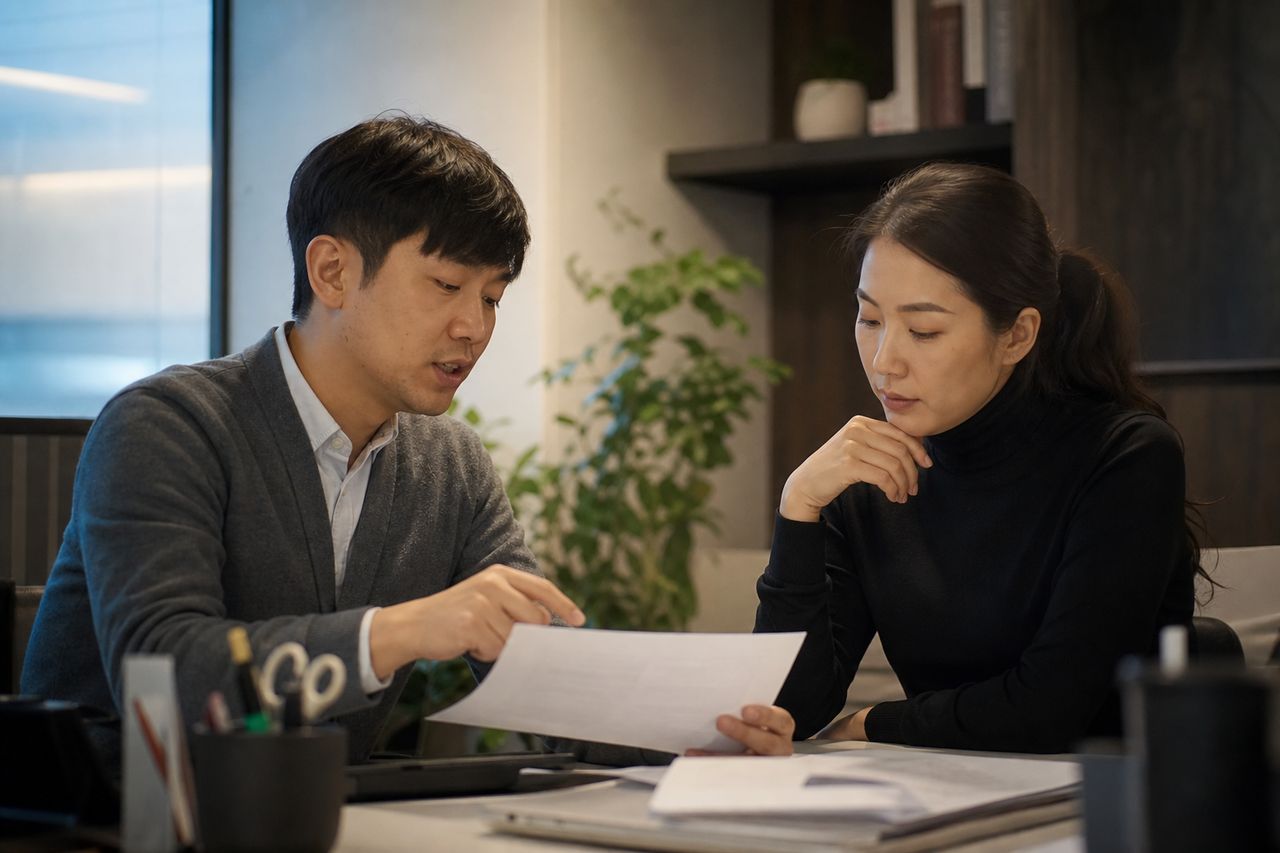 주식빚 개인회생신청 관련 전문가 상담·서류 검토 장면