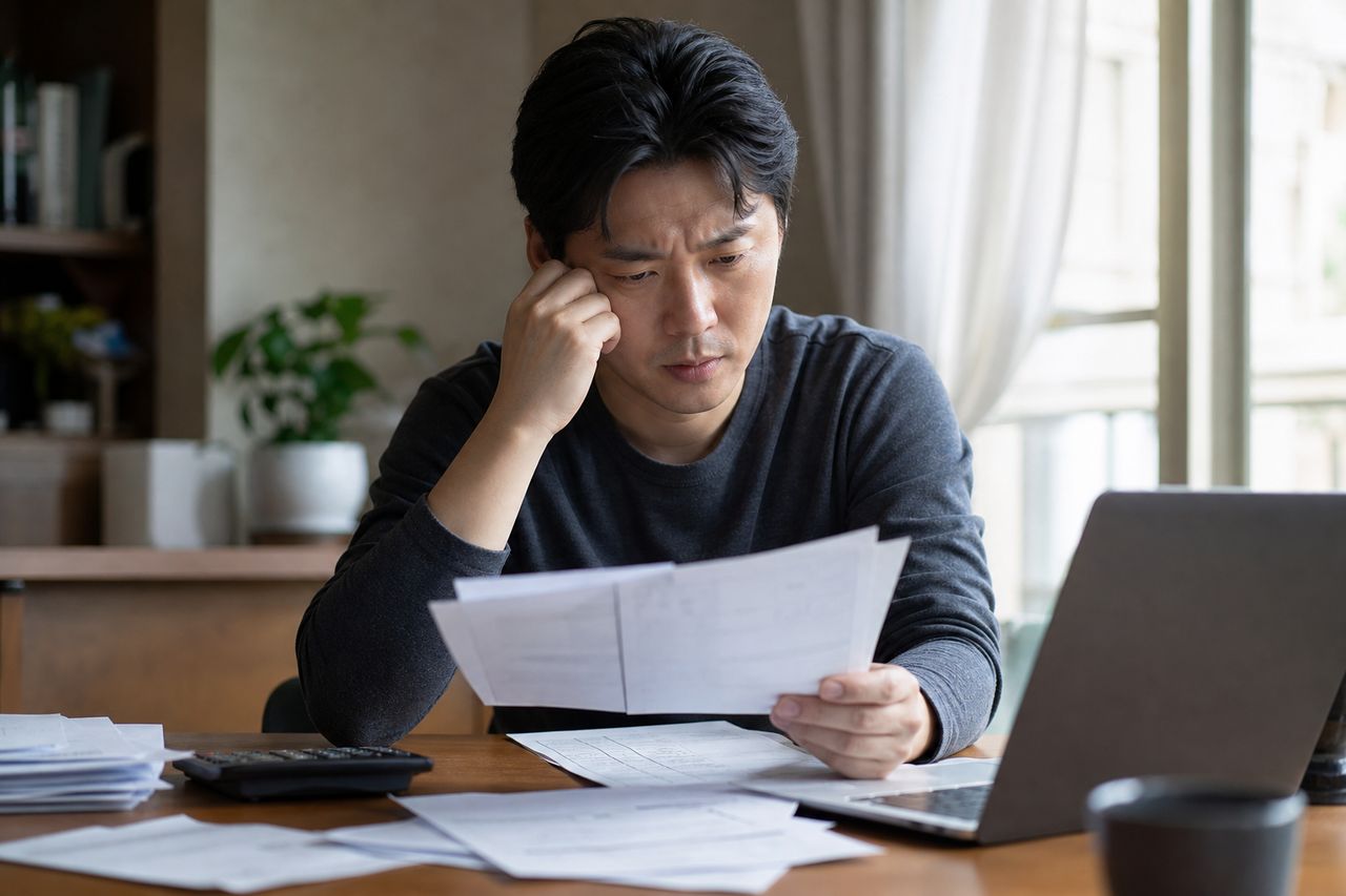 개인회생 개시결정 이후 금지되는 행동과 유의사항 관련 상황을 보여주는 이미지 — 서류를 검토하는 모습