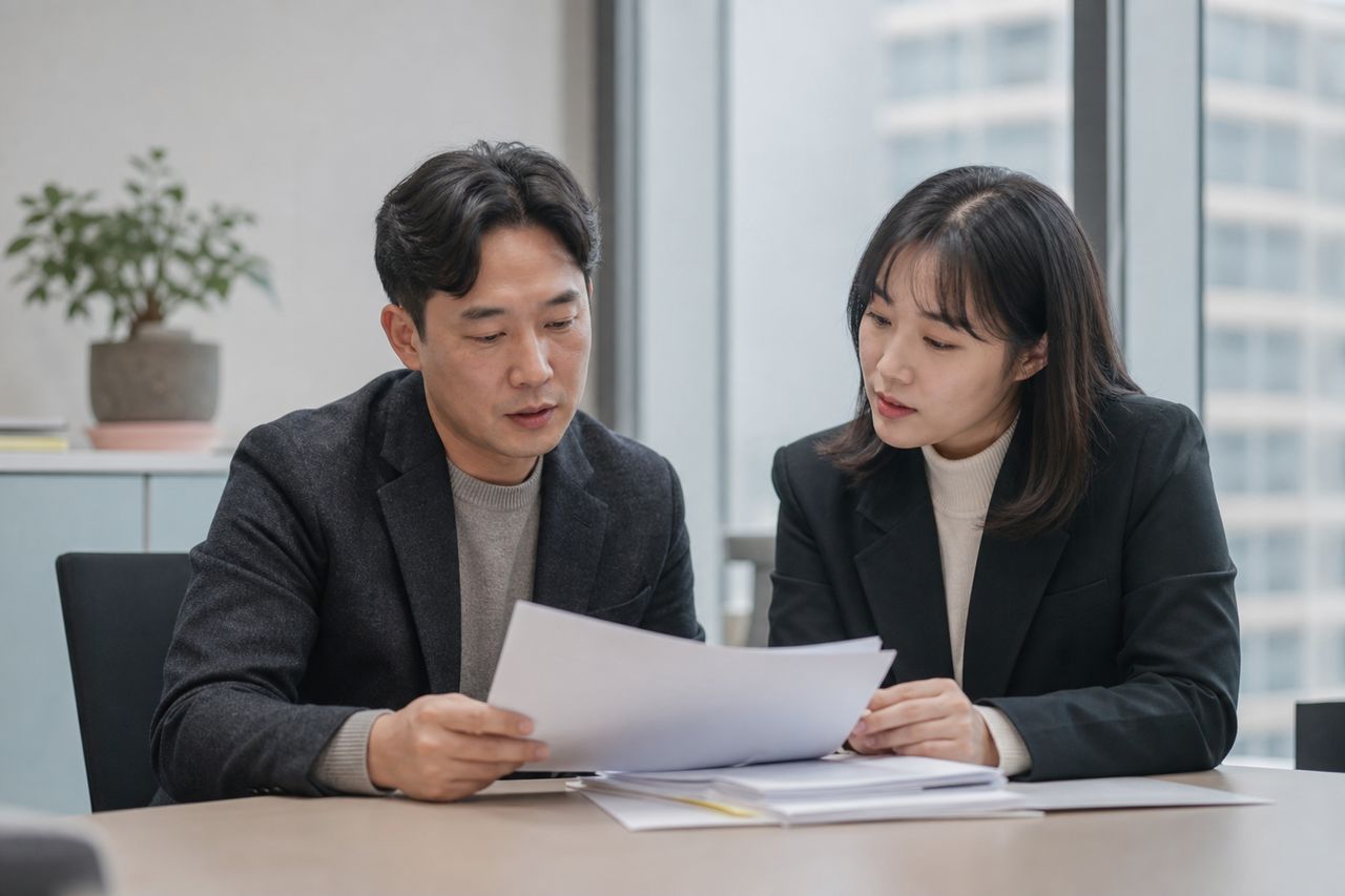 개인회생 중 신용카드 사용과 신용점수 회복 시점 관련 전문가 상담·서류 검토 장면