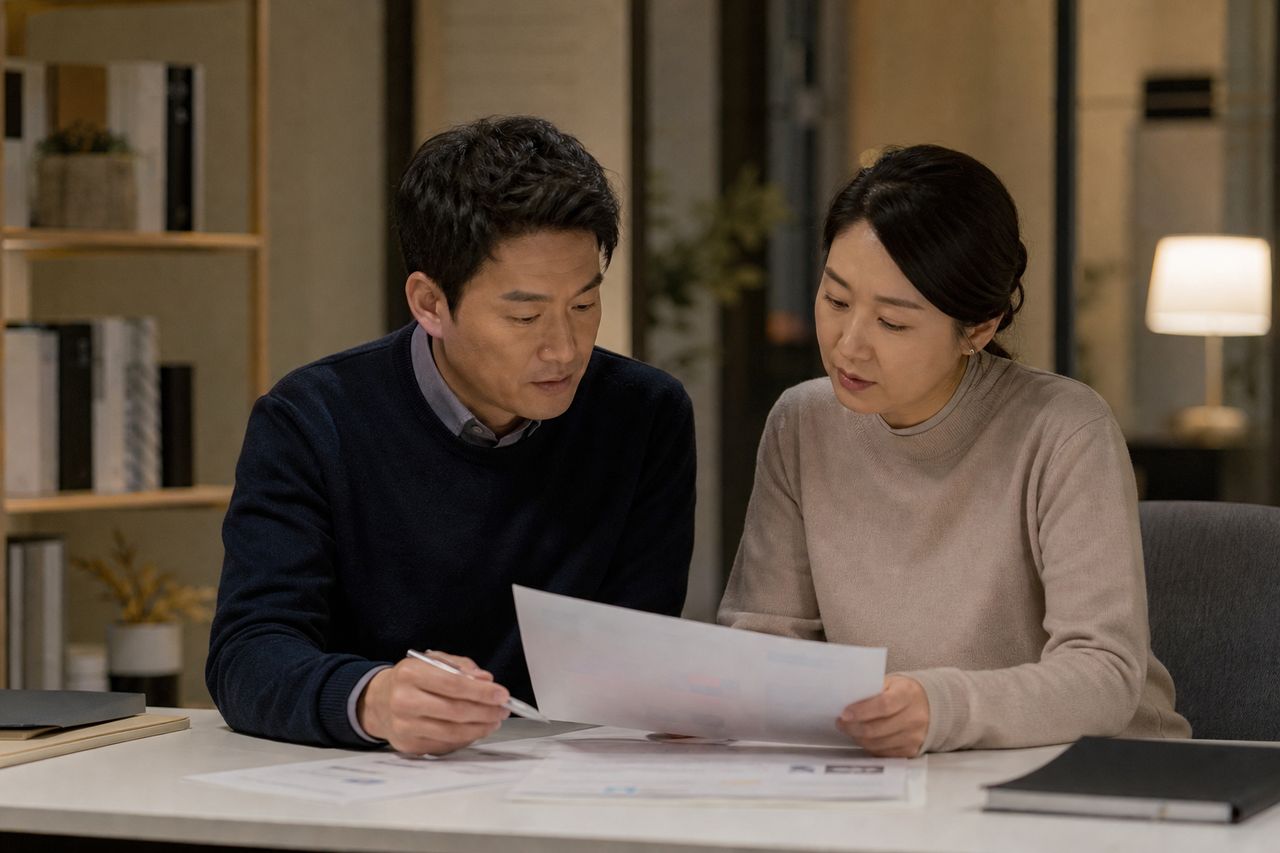 아파트 중도금대출 연체와 개인회생 별제권 대응 관련 전문가 상담·서류 검토 장면