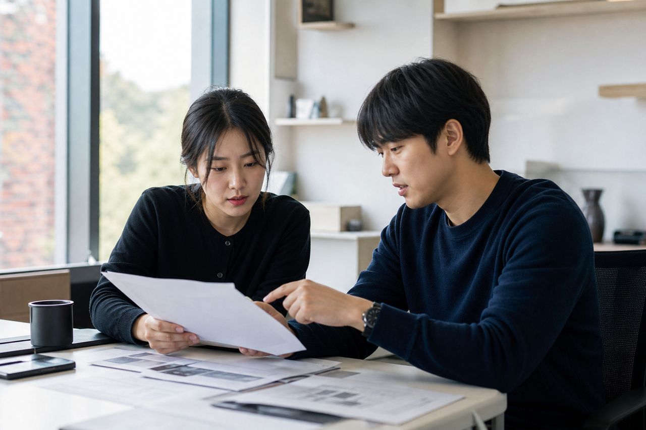개인회생 중 아파트 분양권 처분과 청산가치 관련 전문가 상담·서류 검토 장면