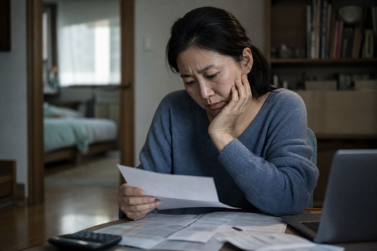 개인회생 변제계획 인가 후 추가 대출과 면책 영향 관련 상황을 보여주는 이미지 — 서류를 검토하는 모습