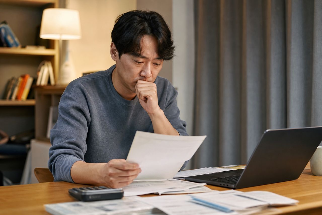 개인회생은 파산과 달리 법률상 제한이 없다는 말의 뜻 관련 상황을 보여주는 이미지 — 서류를 검토하는 모습