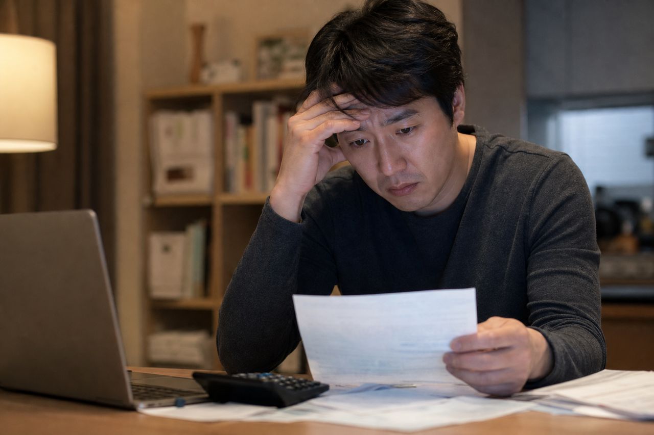 원금분할상환이 나을까, 개인회생이 나을까? 채무조정 선택 기준 관련 상황을 보여주는 이미지 — 서류를 검토하는 모습