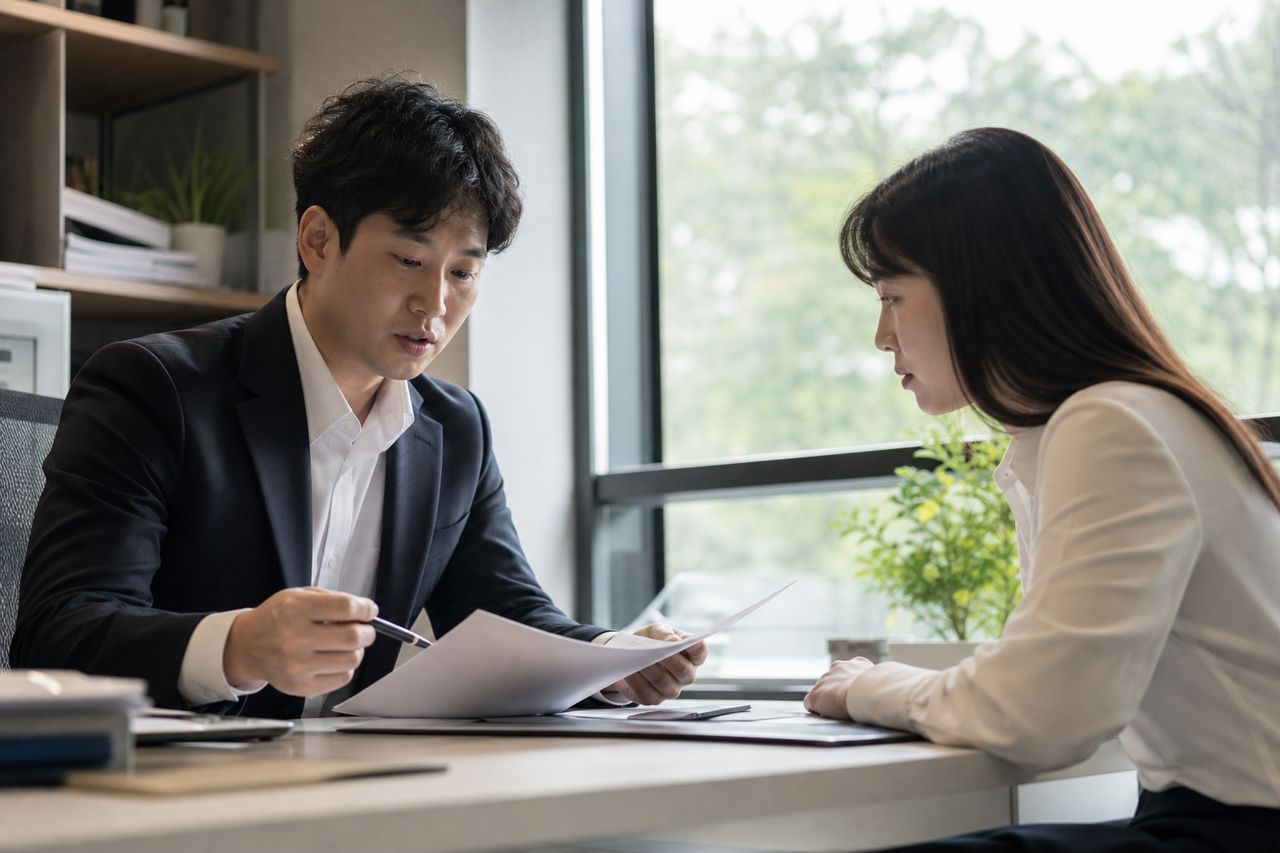 분양권 해지 후 남은 빚도 개인회생으로 정리할 수 있을까? 관련 전문가 상담·서류 검토 장면